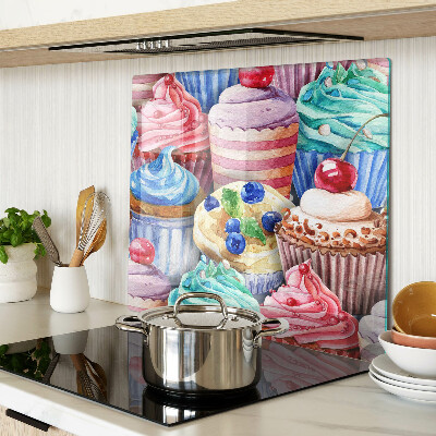 Planche à découper verre Cupcakes et pâtisseries colorées
