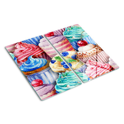 Planche à découper verre Cupcakes et pâtisseries colorées
