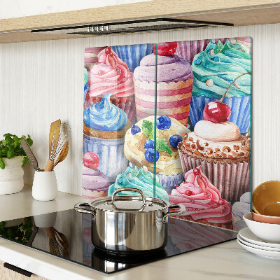 Planche à découper verre Cupcakes et pâtisseries colorées