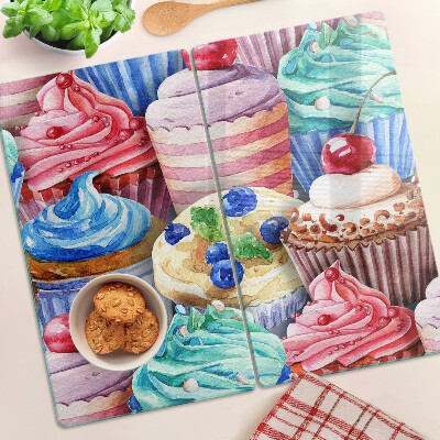 Planche à découper verre Cupcakes et pâtisseries colorées