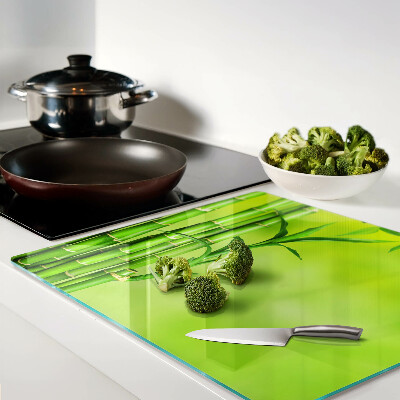 Planche à découper verre Bambou sur fond vert
