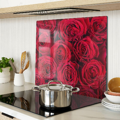 Planche à découper en verre roses rouges
