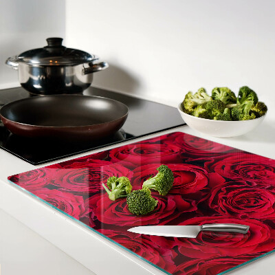 Planche à découper en verre roses rouges