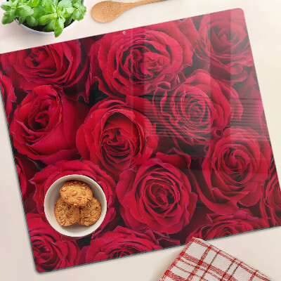 Planche à découper en verre roses rouges