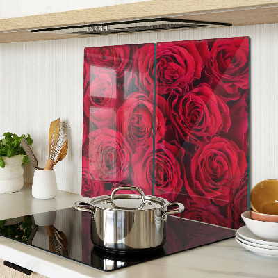 Planche à découper en verre roses rouges