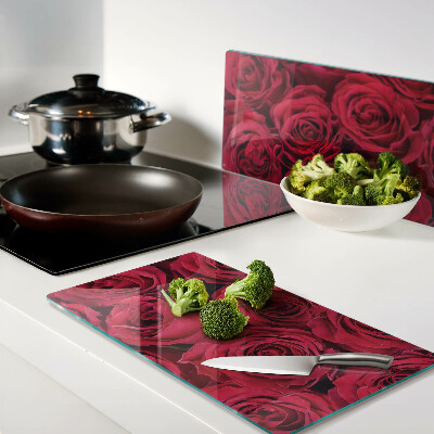 Planche à découper en verre roses rouges