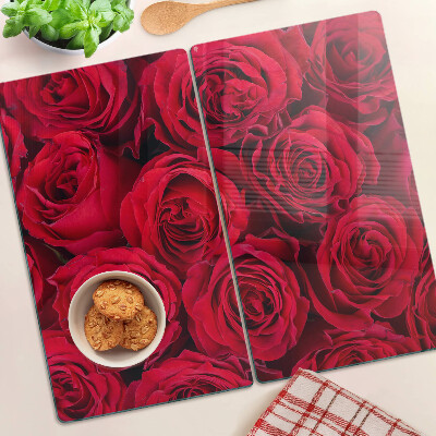 Planche à découper en verre roses rouges