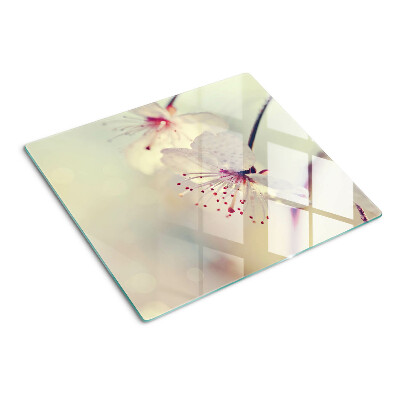 Planche à découper en verre Fleurs sur fond géométrique
