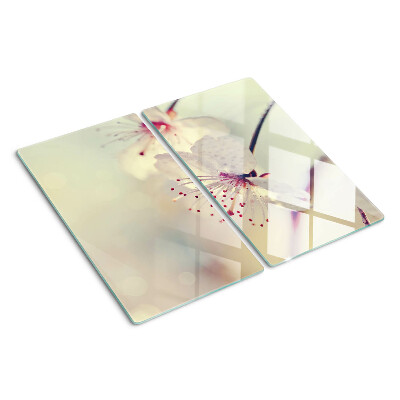 Planche à découper en verre Fleurs sur fond géométrique