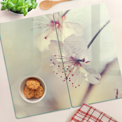 Planche à découper en verre Fleurs sur fond géométrique