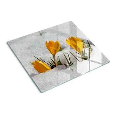 Planche à découper verre Crocus dans la neige