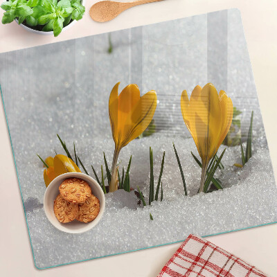 Planche à découper verre Crocus dans la neige