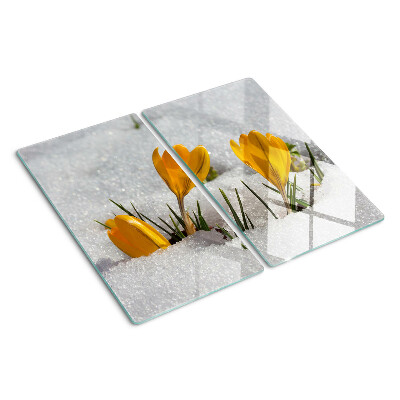 Planche à découper verre Crocus dans la neige