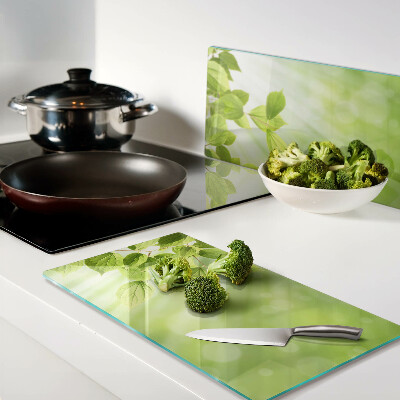 Planche à découper en verre Feuilles vertes contre la lumière