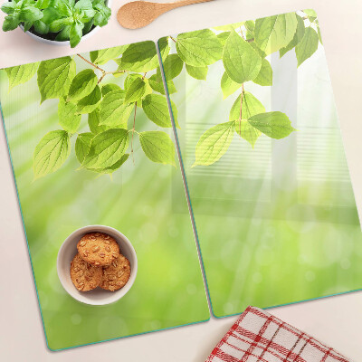 Planche à découper en verre Feuilles vertes contre la lumière