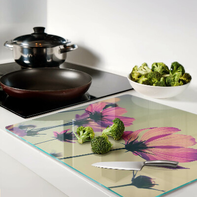 Planche à découper verre Fleurs aux tons pastel