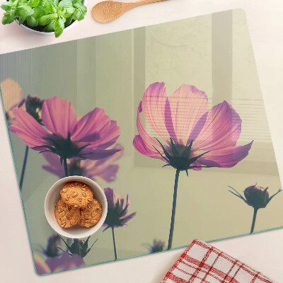 Planche à découper verre Fleurs aux tons pastel