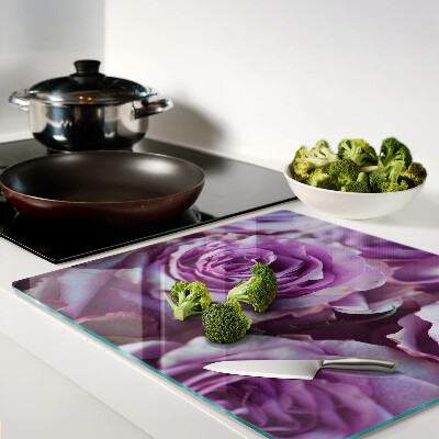 Planche à découper en verre Roses aux tons violets