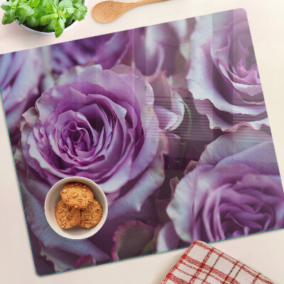 Planche à découper en verre Roses aux tons violets