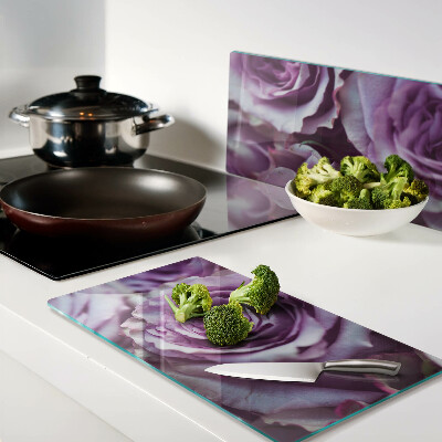 Planche à découper en verre Roses aux tons violets