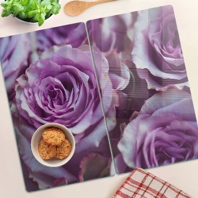 Planche à découper en verre Roses aux tons violets