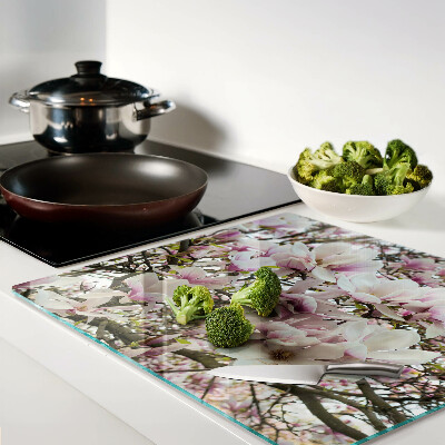 Planche à découper en verre Fleurs de magnolia