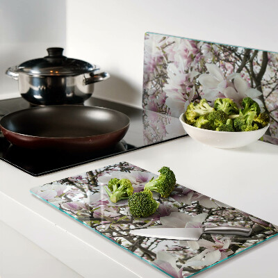 Planche à découper en verre Fleurs de magnolia