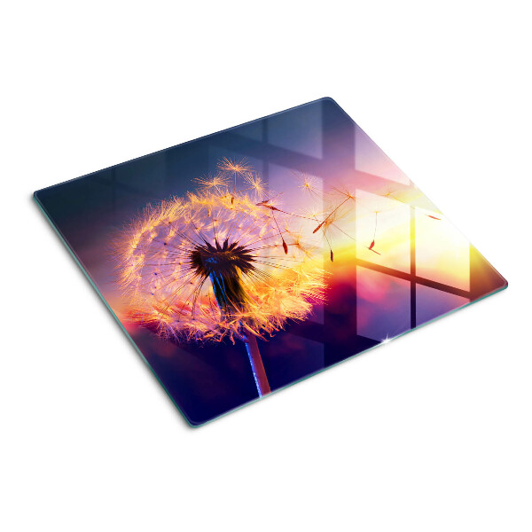 Planche à découper verre Pissenlits contre le coucher du soleil