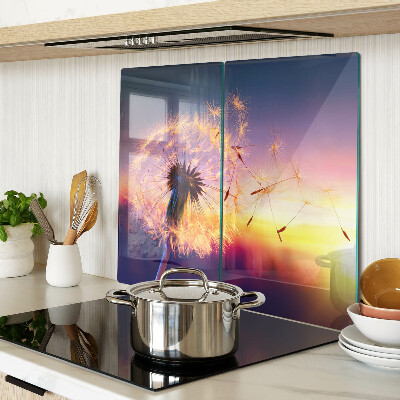 Planche à découper verre Pissenlits contre le coucher du soleil