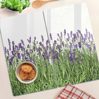 Planche à découper en verre Champ de lavande au soleil