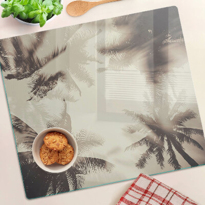 Planche à découper en verre Palmiers sur fond monochrome