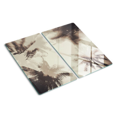 Planche à découper en verre Palmiers sur fond monochrome