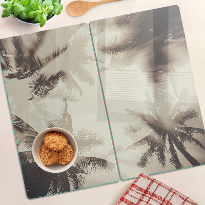 Planche à découper en verre Palmiers sur fond monochrome