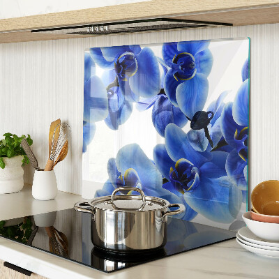 Planche à découper verre Orchidées bleues