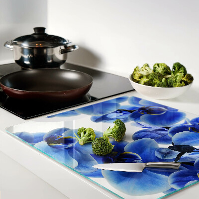Planche à découper verre Orchidées bleues