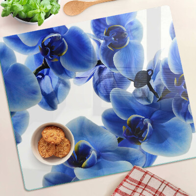 Planche à découper verre Orchidées bleues