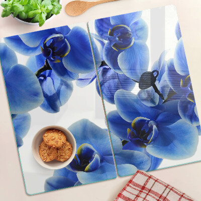 Planche à découper verre Orchidées bleues