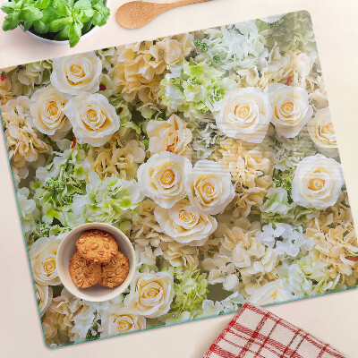 Planche à découper verre Fleurs aux tons pastel