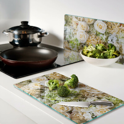 Planche à découper verre Fleurs aux tons pastel