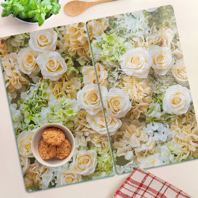 Planche à découper verre Fleurs aux tons pastel