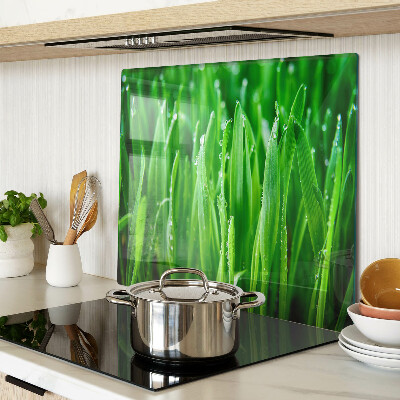 Planche à découper en verre Herbe avec des gouttes d'eau