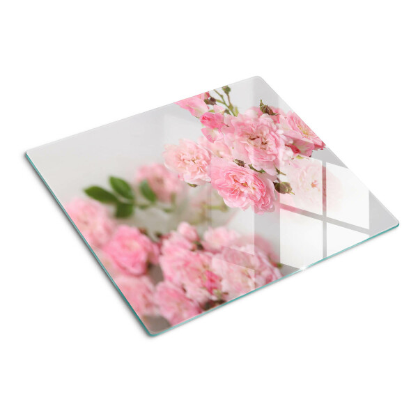 Planche à découper en verre Fleurs roses dans un vase