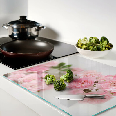 Planche à découper en verre Fleurs roses dans un vase