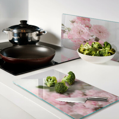 Planche à découper en verre Fleurs roses dans un vase