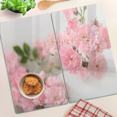 Planche à découper en verre Fleurs roses dans un vase