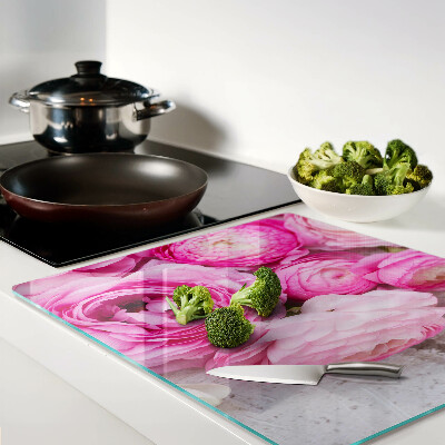 Planche à découper en verre Fleurs roses dans un bouquet