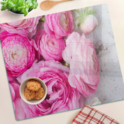 Planche à découper en verre Fleurs roses dans un bouquet