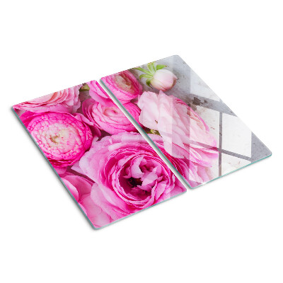 Planche à découper en verre Fleurs roses dans un bouquet