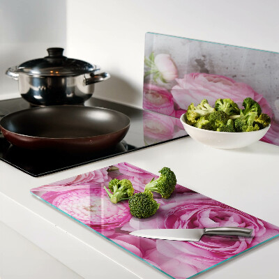 Planche à découper en verre Fleurs roses dans un bouquet