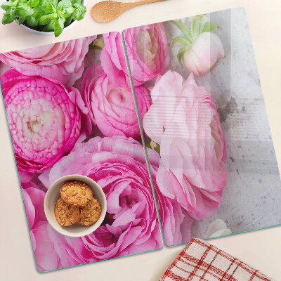 Planche à découper en verre Fleurs roses dans un bouquet